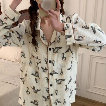 Set odjeće za razdoblje poslije poroda, mekan na kožu, 100% pamuk, prozračan, dugi rukavi i hlače, sladak crtani dizajn