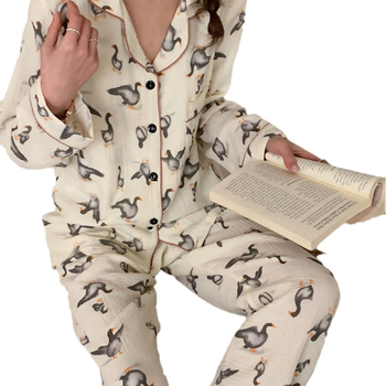 Set odjeće za razdoblje poslije poroda, mekan na kožu, 100% pamuk, prozračan, dugi rukavi i hlače, sladak crtani dizajn