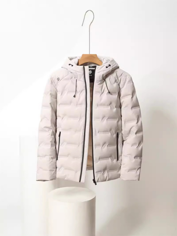 Muška kapuljačasta jakna s perjem - lagana, otporna na vjetar i hladnoću, punjenje od bijelog patka, 600 fill power, materijal poliester