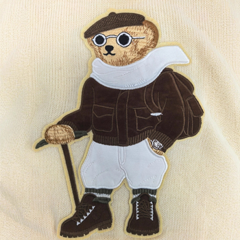 Dámsky kapucňový sveter z vlneného a kašmírového materiálu s motívom medveťa v karikáture, okrúhly výstrih, dlhé rukávy, zimné oblečenie