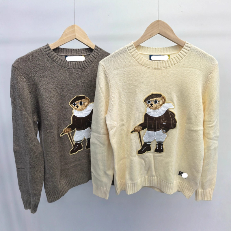Dámsky kapucňový sveter z vlneného a kašmírového materiálu s motívom medveťa v karikáture, okrúhly výstrih, dlhé rukávy, zimné oblečenie