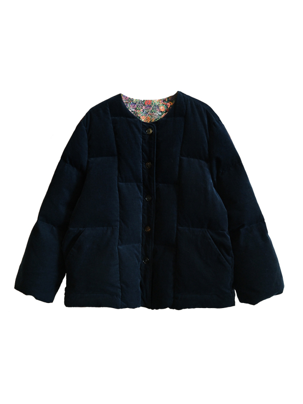 Puhasta jakna Corduroy od pamuka, fleece podstava, punjenje bijelim pačjim perjem 86–90%, regularna duljina