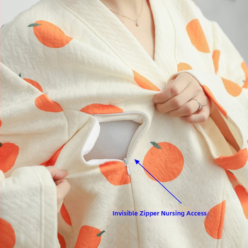 Zimné tehotenské pyžamo na dojčenie, 100% bavlna, hrúbka 201–250 g/m², domáce oblečenie po pôrode.