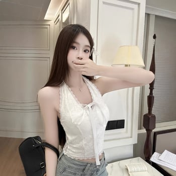 Čipkový cami top s halterneck výstrihom, bez ramien, s výstelkou na prsiach, nylon-elastán materiál, štíhly strih, krátka dĺžka