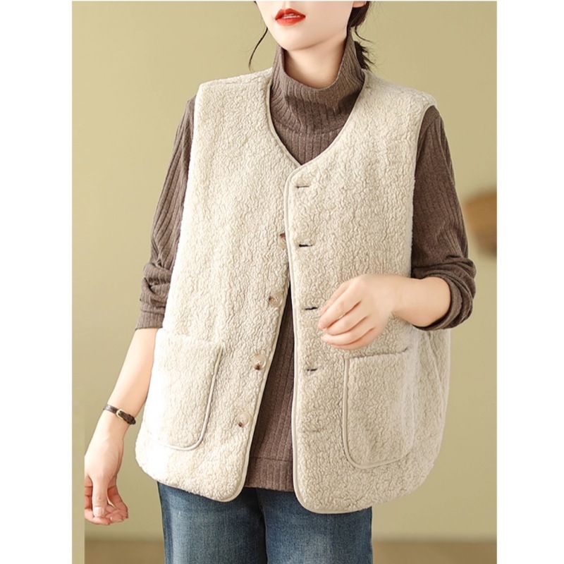 Cardigan vest od ovčje vune, opuštenog kroja, okrugli ovratnik, srednja duljina, jednostruko zatvaranje na gumbe