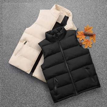 Muška vest s poliester punjenjem, korejski stil, uski kroj, vodootporna, džepovi na zip, podstava acetat, jesen-zima