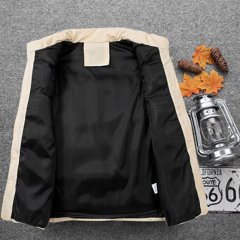 Muška vest s poliester punjenjem, korejski stil, uski kroj, vodootporna, džepovi na zip, podstava acetat, jesen-zima