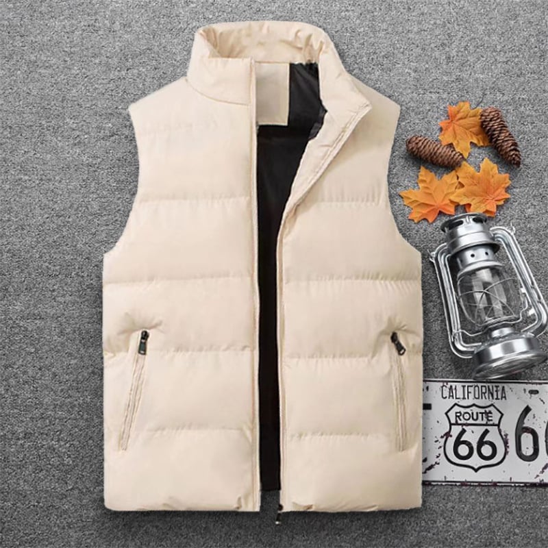 Muška vest s poliester punjenjem, korejski stil, uski kroj, vodootporna, džepovi na zip, podstava acetat, jesen-zima