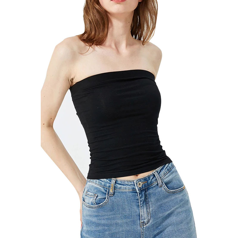 Pamukasti bezrameni tube top – unutarnji sloj, elastičan, 90% pamuk, duljina do struka