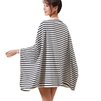 Pamuk pokrivalo za dojenje s otvorom, prugasti uzorak, 90–95% pamuk