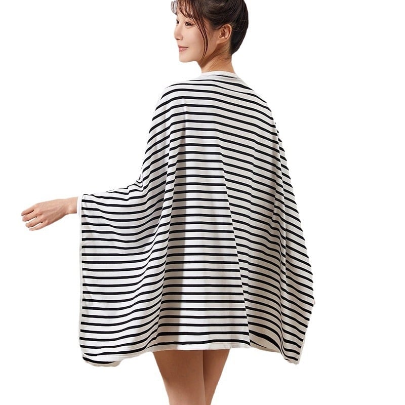 Pamuk pokrivalo za dojenje s otvorom, prugasti uzorak, 90–95% pamuk