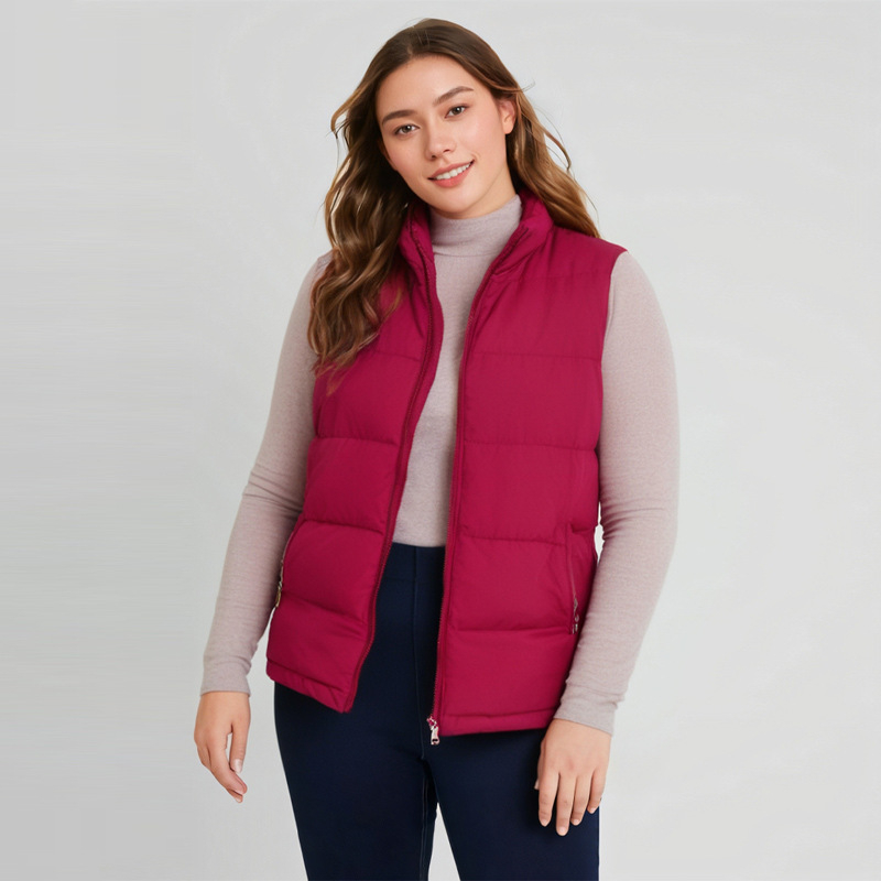 Ženski pufasti kaput od pamuka, debeli materijal, stojeći ovratnik s zatvaračem, jesen 2024