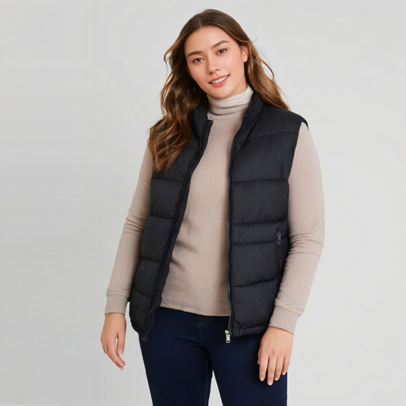 Ženski pufasti kaput od pamuka, debeli materijal, stojeći ovratnik s zatvaračem, jesen 2024