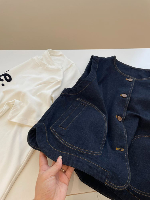 Ženski džins prsluk plus veličine, s okruglim izrezom, bez rukava, vintage japanskog stila za jesenje slojevito odijevanje