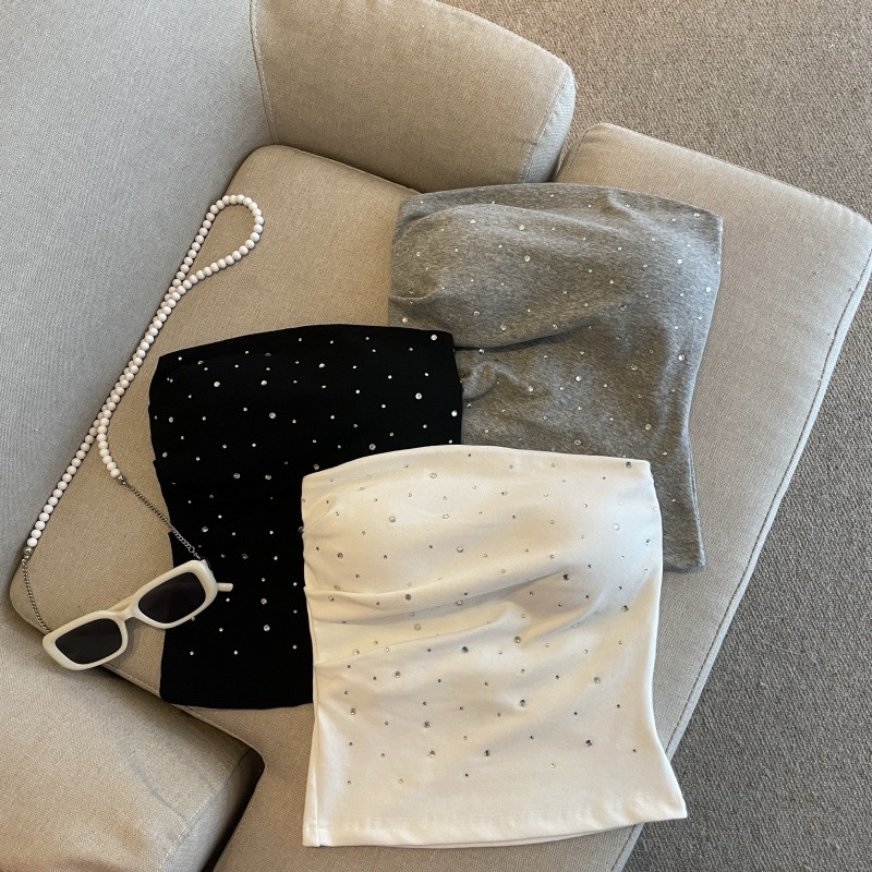 Bezrameni top s dijamantnim ukrasom, pamuk 80–90%, gusta tkanina 251–300 g/m², marka Li xinglai