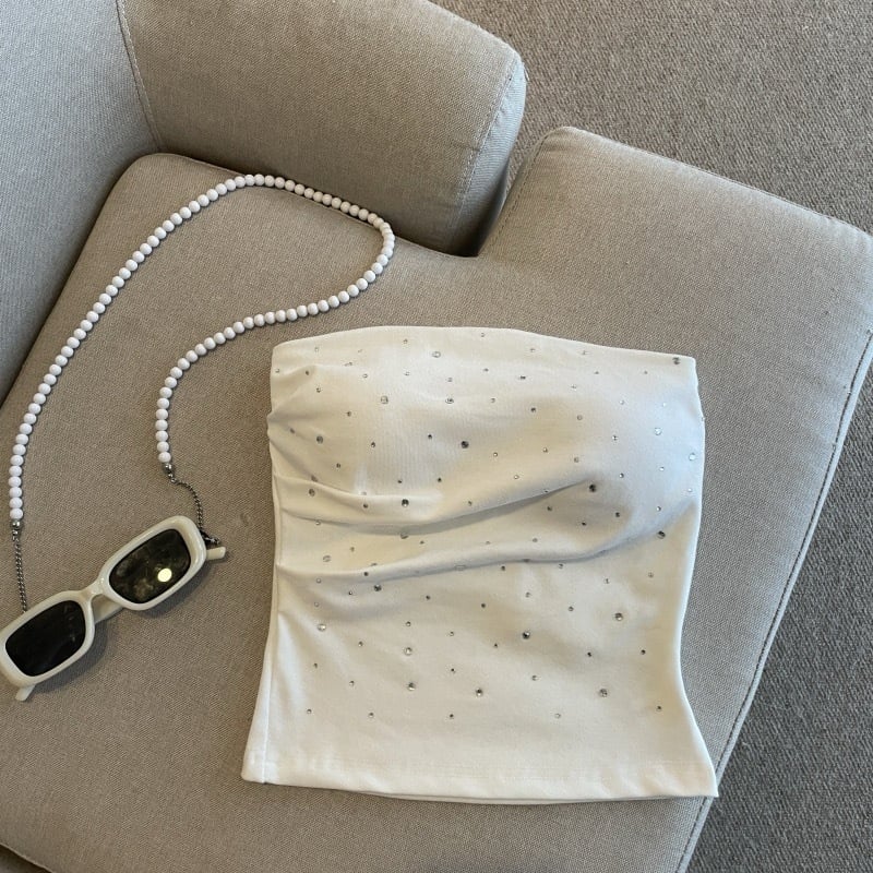 Bezrameni top s dijamantnim ukrasom, pamuk 80–90%, gusta tkanina 251–300 g/m², marka Li xinglai