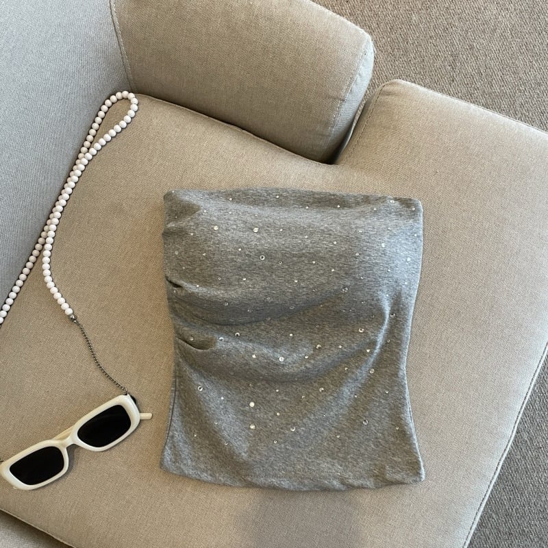 Bezrameni top s dijamantnim ukrasom, pamuk 80–90%, gusta tkanina 251–300 g/m², marka Li xinglai