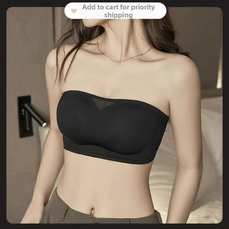Sutien bandeau fără bretele din nylon – fără cusături, respirabil, push-up, modelare a spatelui, invizibil sub haine