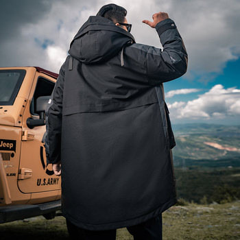 Muška duga zimska jakna s kapuljačom, 91–95% bijelog patke perja, duljina 80–100 cm