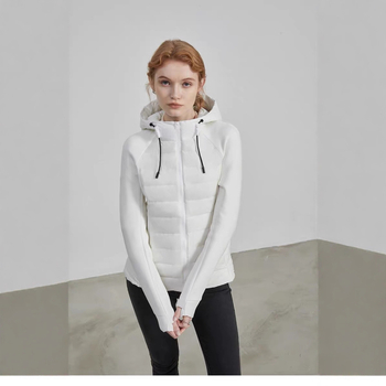 Sulejope kapuutsiga, kerge, slim fit, valge pardi sulede täidis 86–90%