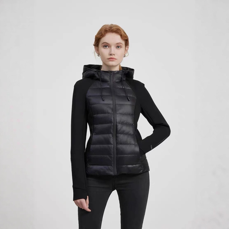 Sulejope kapuutsiga, kerge, slim fit, valge pardi sulede täidis 86–90%