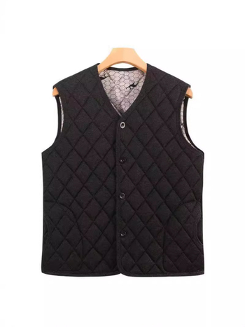 Muška pamučna vest s flis podstavom, punjenje od pamuka, slobodan kroj, bočni džepovi