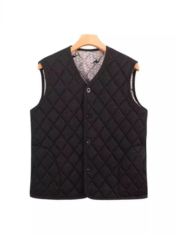 Muška pamučna vest s flis podstavom, punjenje od pamuka, slobodan kroj, bočni džepovi