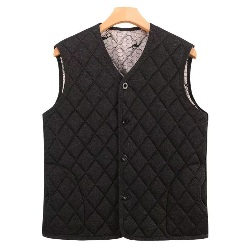 Muška pamučna vest s flis podstavom, punjenje od pamuka, slobodan kroj, bočni džepovi