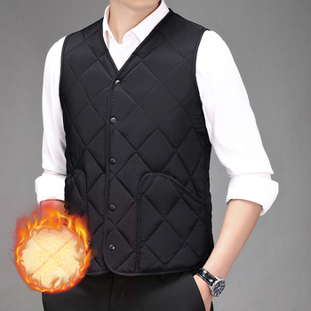 Muški pamučni prsluk s flis podstavom, kratka kroja, uski kroj, džepovi patch, Zimska 2025