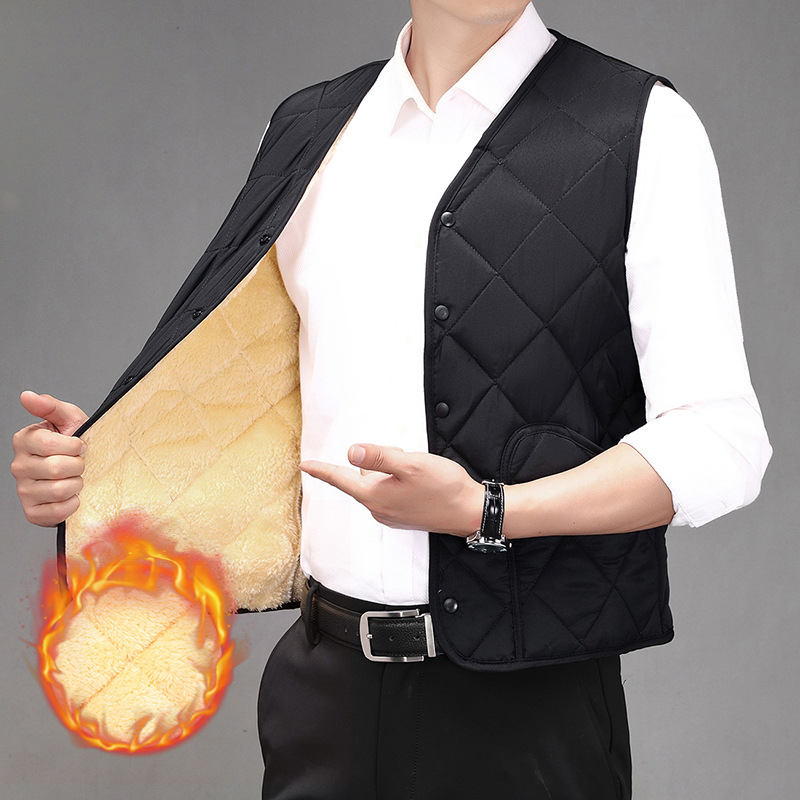 Muški pamučni prsluk s flis podstavom, kratka kroja, uski kroj, džepovi patch, Zimska 2025