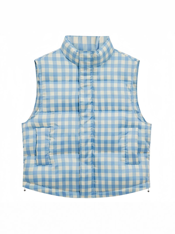 Ženski plavi karirani vest u plus veličini, ležerni stil, topao i voluminozan za zimu