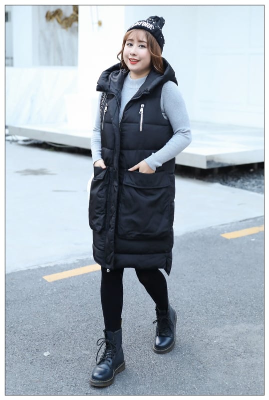 Kapuljačasta vesta od poliester-spandeksa s džepovima, japansko-korejski ležerni stil, zima 2023