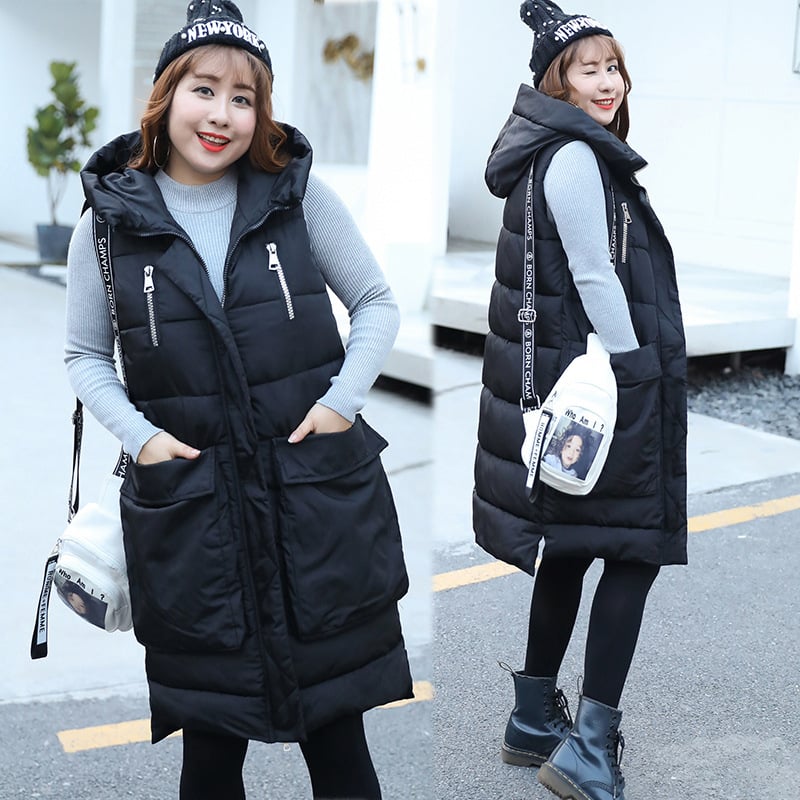 Kapuljačasta vesta od poliester-spandeksa s džepovima, japansko-korejski ležerni stil, zima 2023