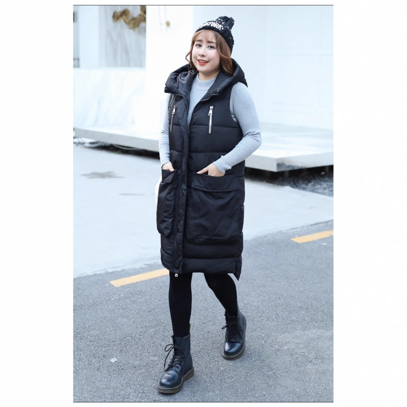 Kapuljačasta vesta od poliester-spandeksa s džepovima, japansko-korejski ležerni stil, zima 2023