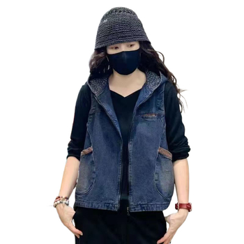 Denim prsluk urbanog stila, halter ovratnik, proljeće 2022, tkanina 95% pamuka