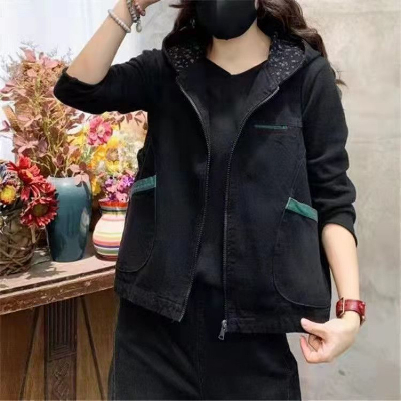 Denim prsluk urbanog stila, halter ovratnik, proljeće 2022, tkanina 95% pamuka