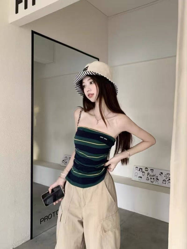 Bustier top bez naramenica, uski kroj, pamuk, prugasto/kockasti uzorak, elegantan gradski stil