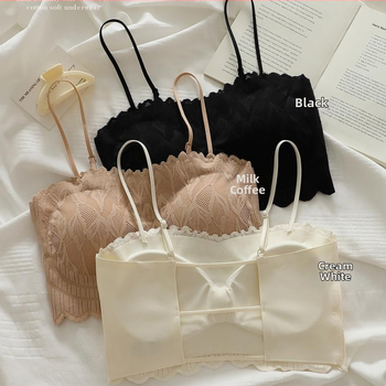 Chest wrap/tube top lace with nylon, full cup, top-thin bottom-thick molded cup, elegant back design