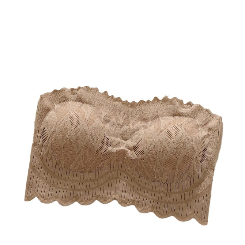 Chest wrap/tube top lace with nylon, full cup, top-thin bottom-thick molded cup, elegant back design