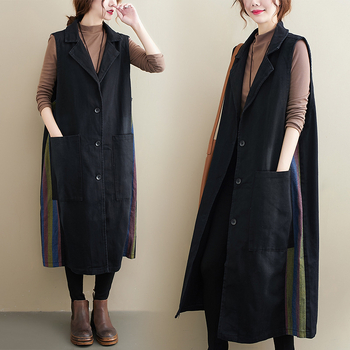 Ženski traper prsluk od pamuka, slobodnog kroja, 80-90% pamuka, pamuk punjenje