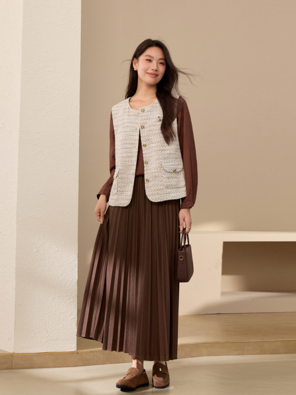 Cardigan u francuskom stilu, poliester tkanina, 95%+ poliester, okrugli izrez, jednostruko kopčanje