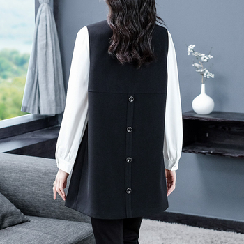 Ženski sako-žeton od pamuk-poliestrske smjese, srednja duljina, V-izrez, ležernog kroja, prednje kopčanje s kopčama