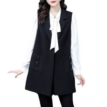 Ženski sako-žeton od pamuk-poliestrske smjese, srednja duljina, V-izrez, ležernog kroja, prednje kopčanje s kopčama