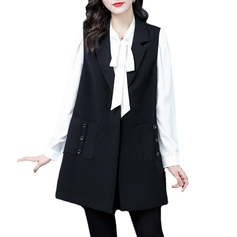 Ženski sako-žeton od pamuk-poliestrske smjese, srednja duljina, V-izrez, ležernog kroja, prednje kopčanje s kopčama