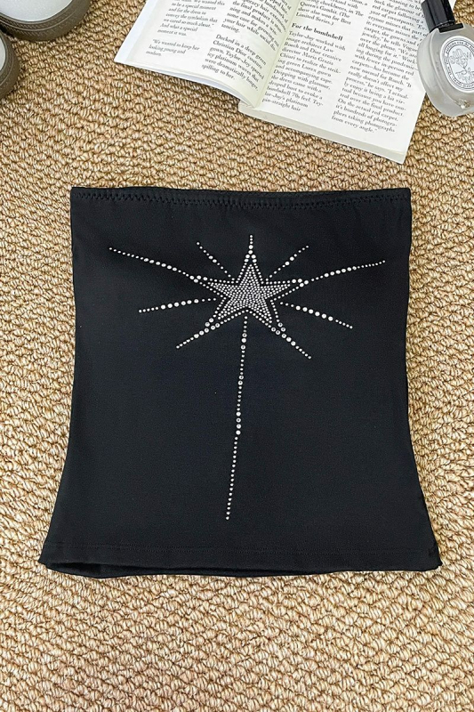 Ženski rhinestone tube top bez ramena, kratki ljetni top, američki stil, geometrijski uzorak