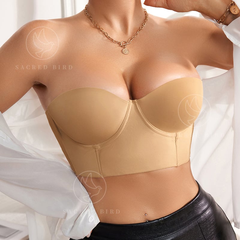 Sutien bez naramenica, tube top, najlon, ultra tanke čašice, veličina 1/2, seksi korsetski stil