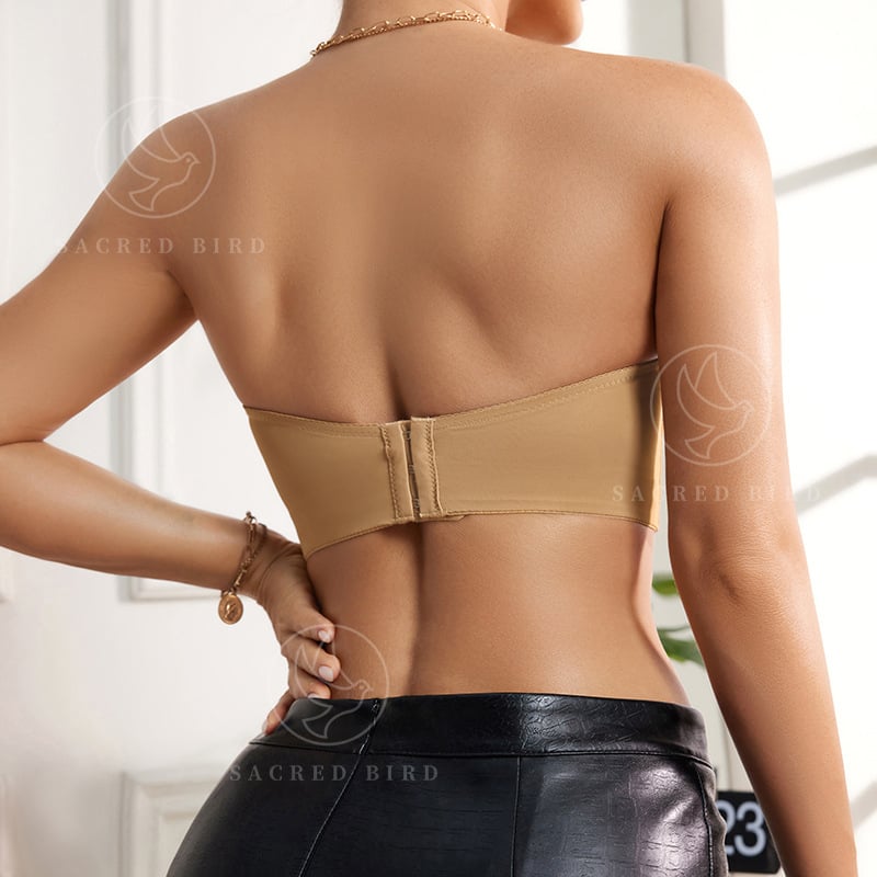 Sutien bez naramenica, tube top, najlon, ultra tanke čašice, veličina 1/2, seksi korsetski stil