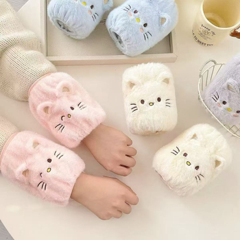 Protectii de mâneci unisex pentru jachete cu puf, pisică brodată în stil cartoon, anti-murdărire, cașmir, broderie, personalizare disponibilă, sezon: iarnă-primăvară-toamnă