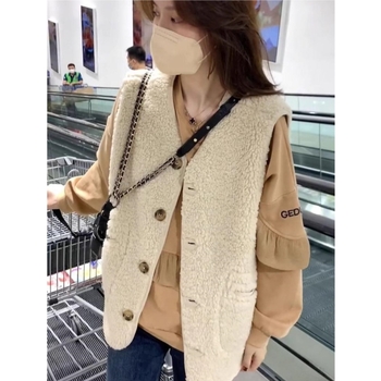 Vesta kardigan od ovčje vune, labav kroj, V-izrez, jesen 2025