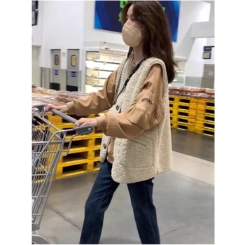 Vesta kardigan od ovčje vune, labav kroj, V-izrez, jesen 2025